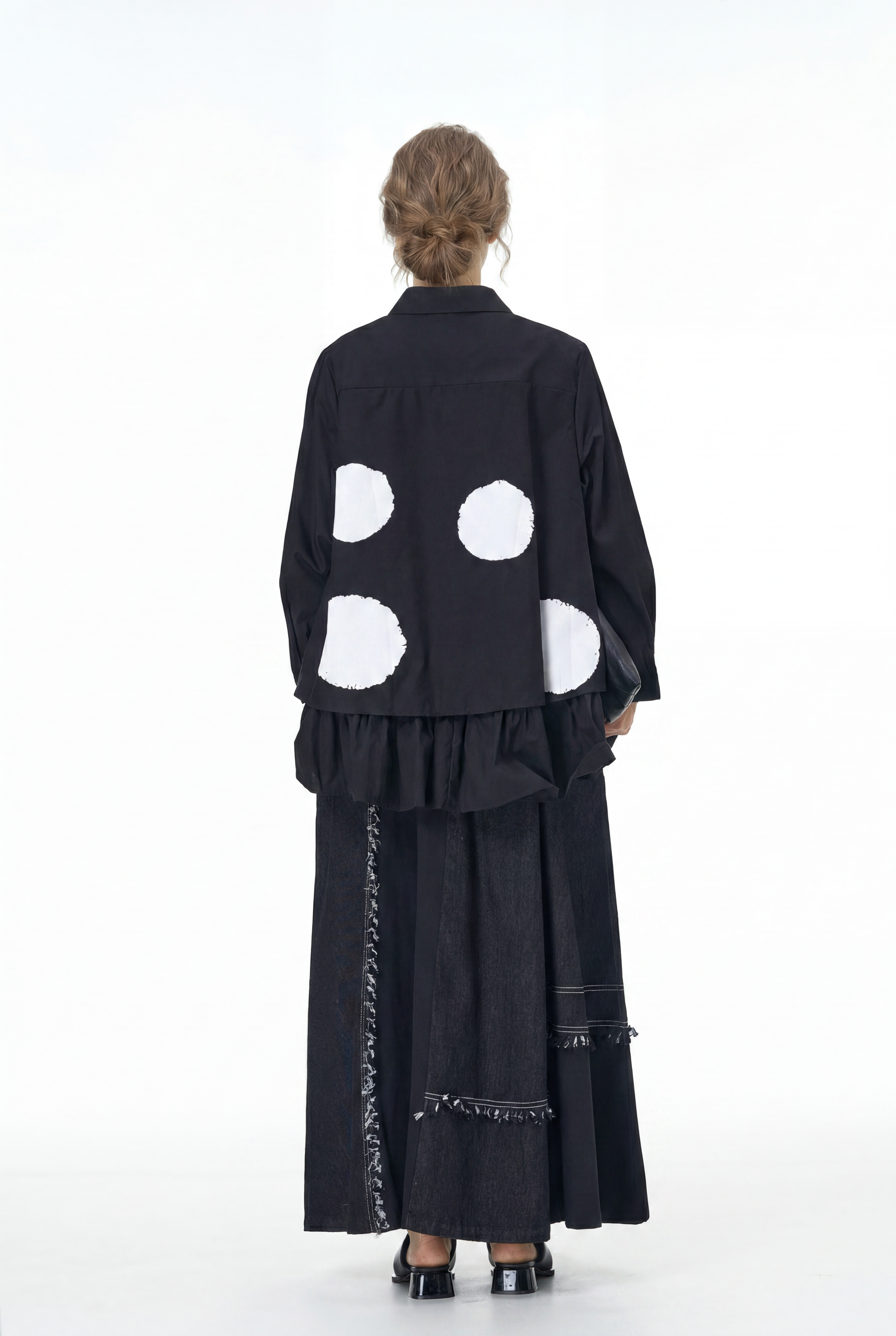 Black Balloon Midi Skirt with Pockets 1332
