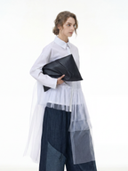 Tulle Spliced Oversized Shirt 69051