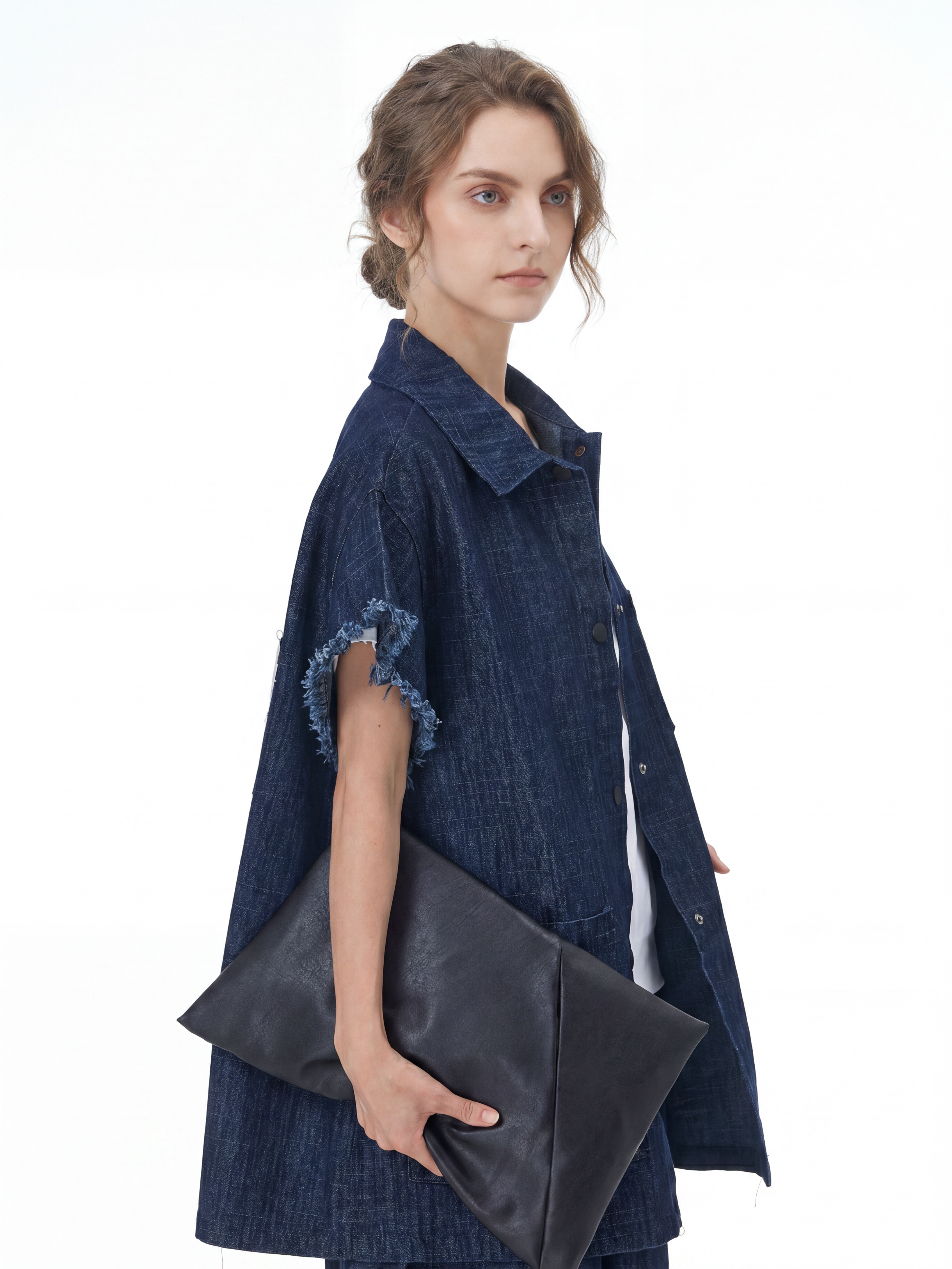 Frayed Edge Oversized Denim Shirt Jacket 69303