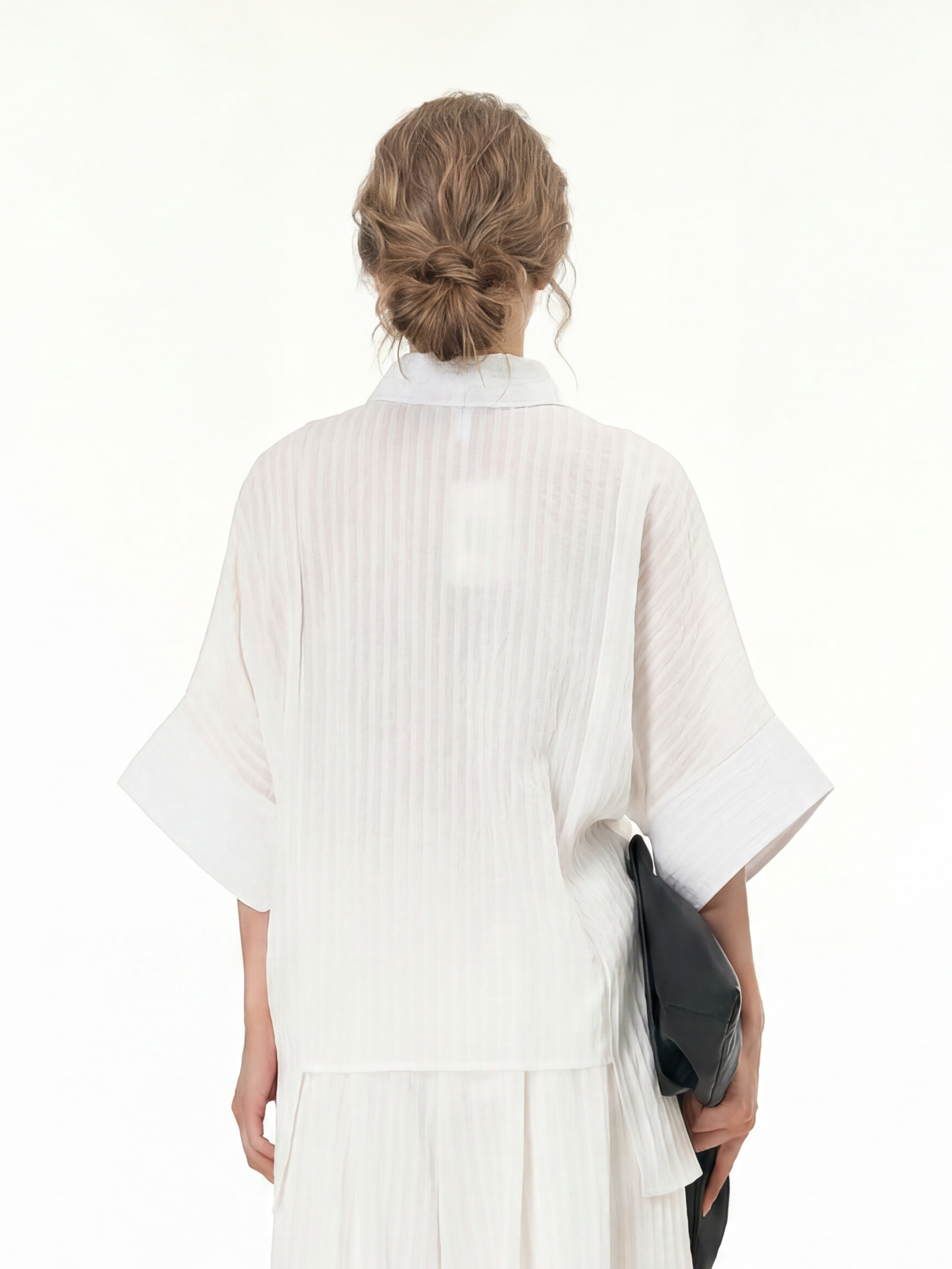 Oversized Textured Short Sleeve Shirt 5803