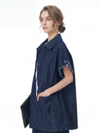 Frayed Edge Oversized Denim Shirt Jacket 69303