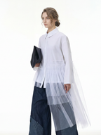 Tulle Spliced Oversized Shirt 69051