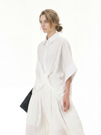 Oversized Textured Short Sleeve Shirt 5803