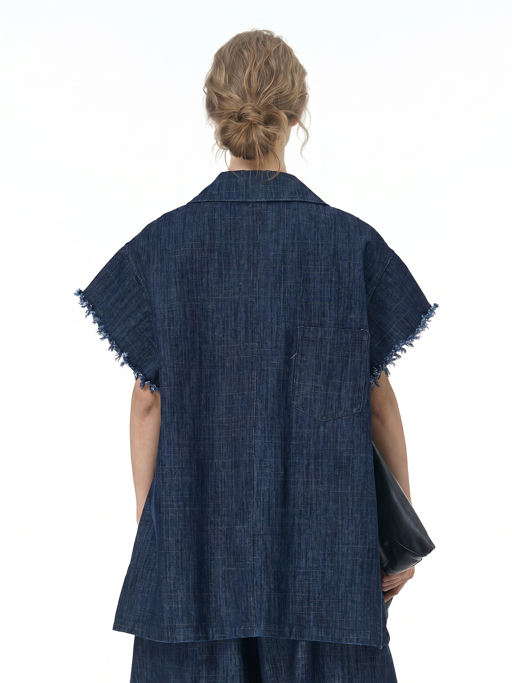 Frayed Edge Oversized Denim Shirt Jacket 69303