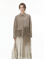 Tulle Spliced Oversized Shirt 69051